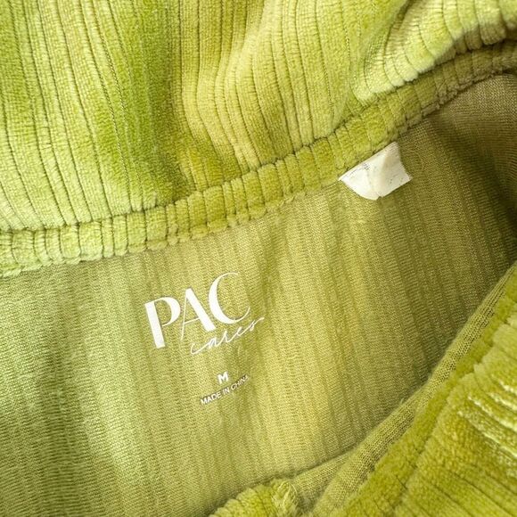 PAC Cares Top Womens Medium Button Up Collar 90s Y2K Cropped Ribbed Velvet Shirt - Picture 4 of 8